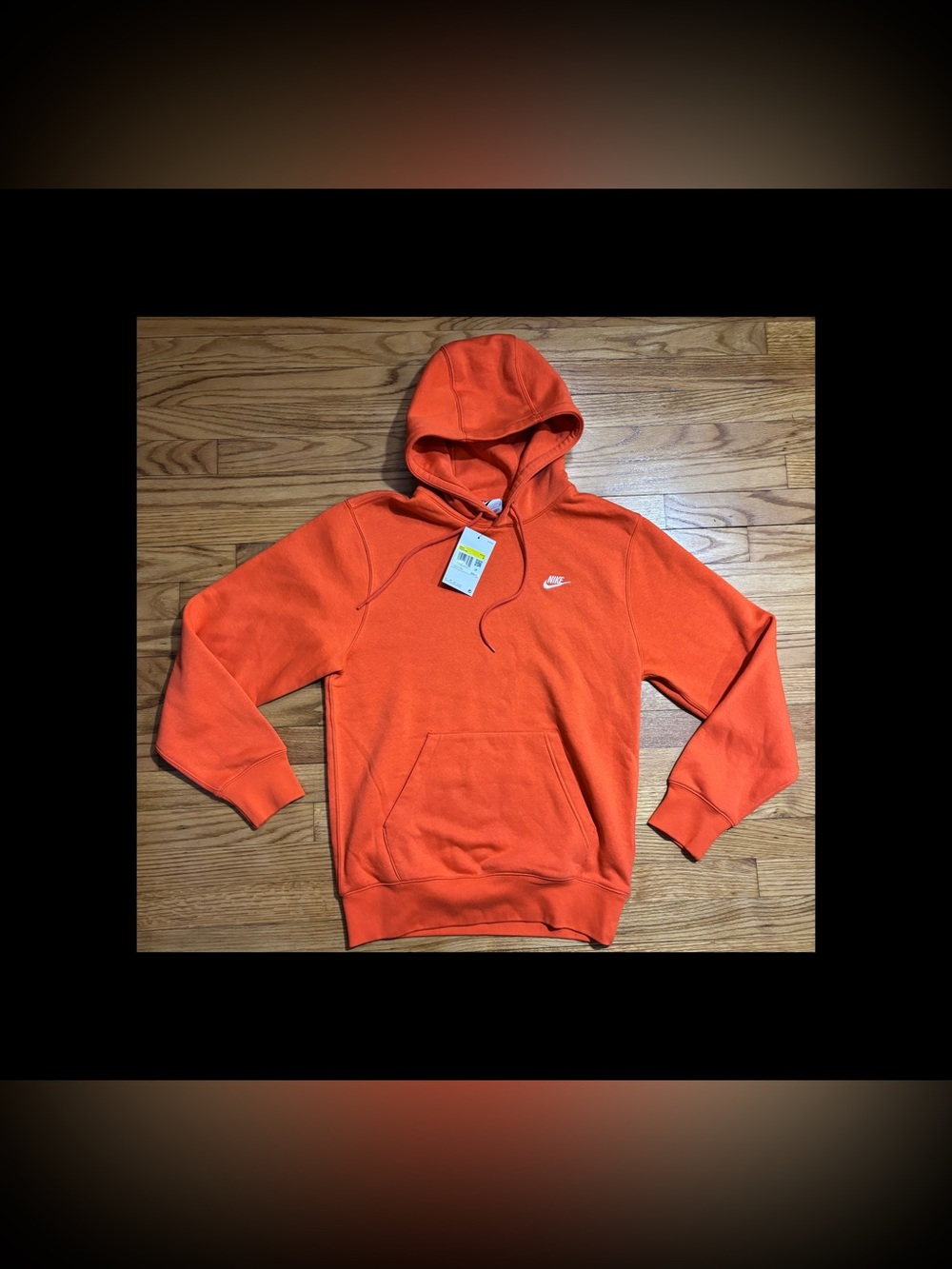 NIKE CLUB FLEECE PULLOVER HOODIE Orange Men’s size Small NEW!!